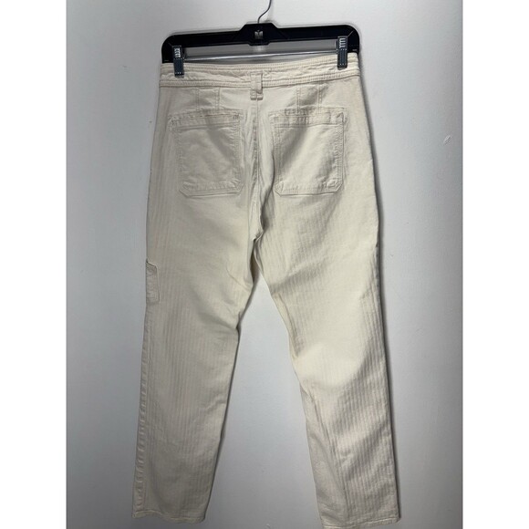 Anthropologie Women’s Carpenter Herringbone Cream Pants High Rise Sz Petite 27 - Picture 7 of 13